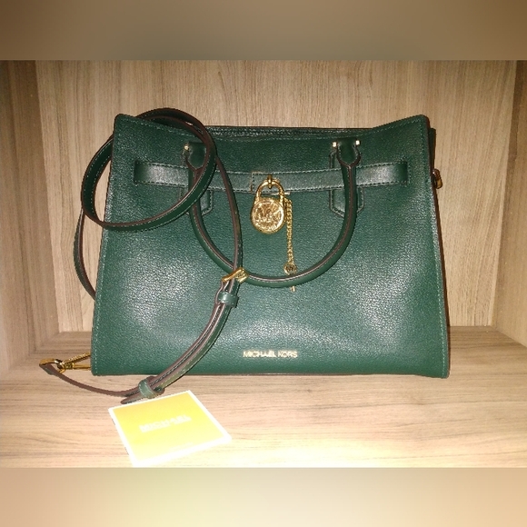 Michael Kors Hamilton Satchel and Continental Wallet Set Racing Green - Picture 5 of 8